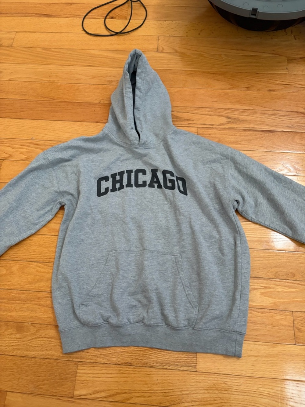 PrettyLittleThing Gray 'CHICAGO' Pullover Hoodie